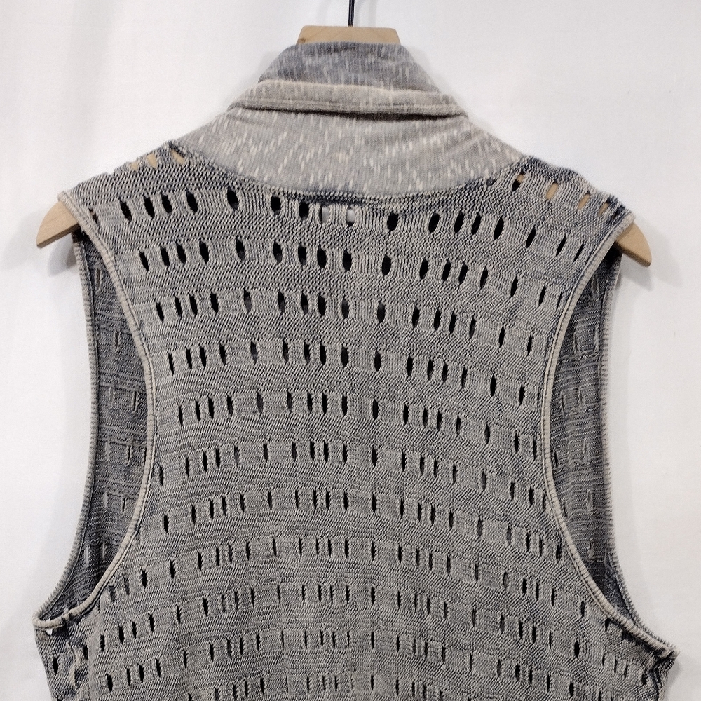 Mind Set By XCVI Pointelle-knit Cardigan Vest Women's XL Tan Gray Boho Retro Y2K - Picture 5 of 6